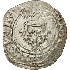 Moneda, Francia, Charles VI, Florette, 1418, Chinon, BC+, Vellón, Duplessy:387A