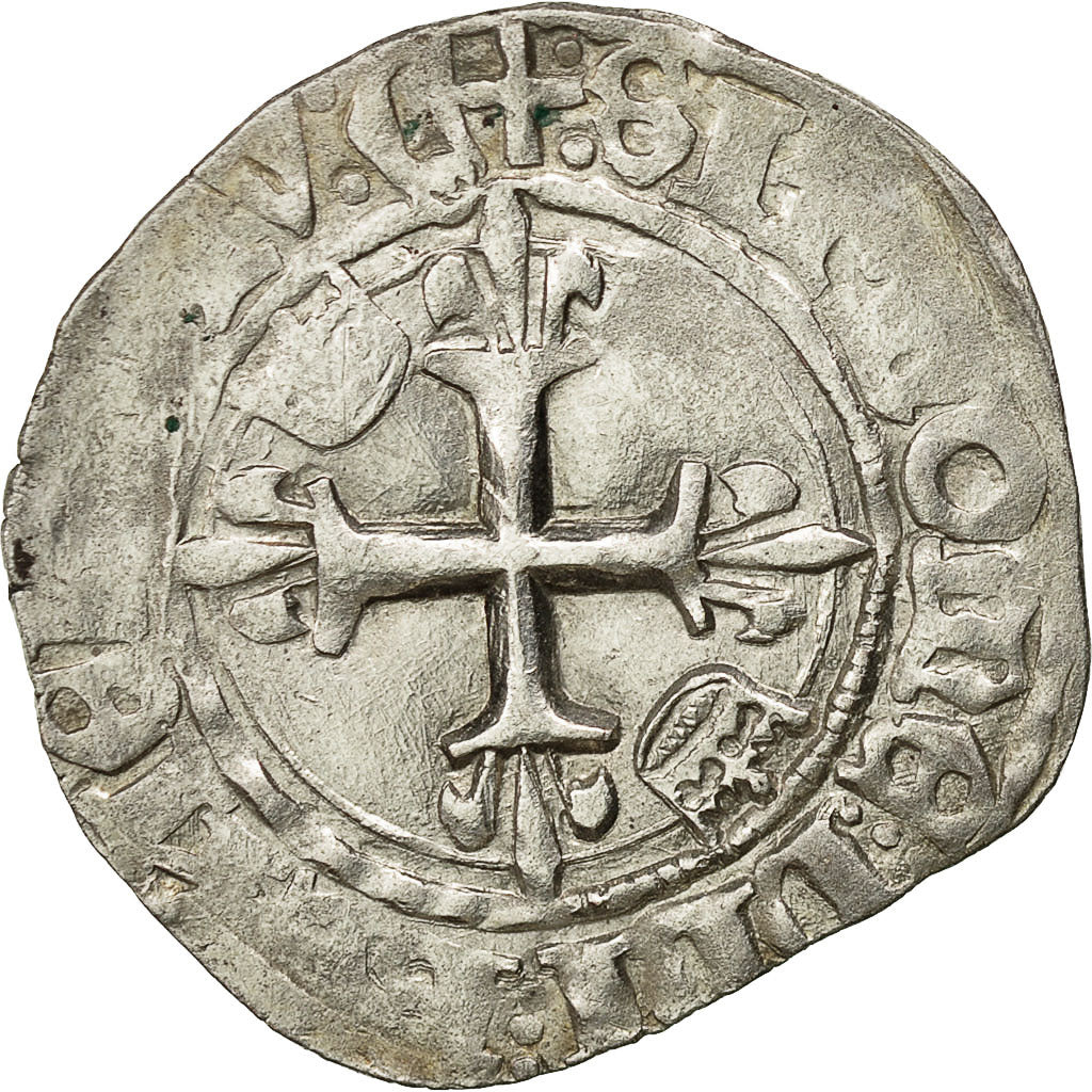 Coin, France, Charles VI, Florette, 1418, Chinon, VF(30-35), Billon