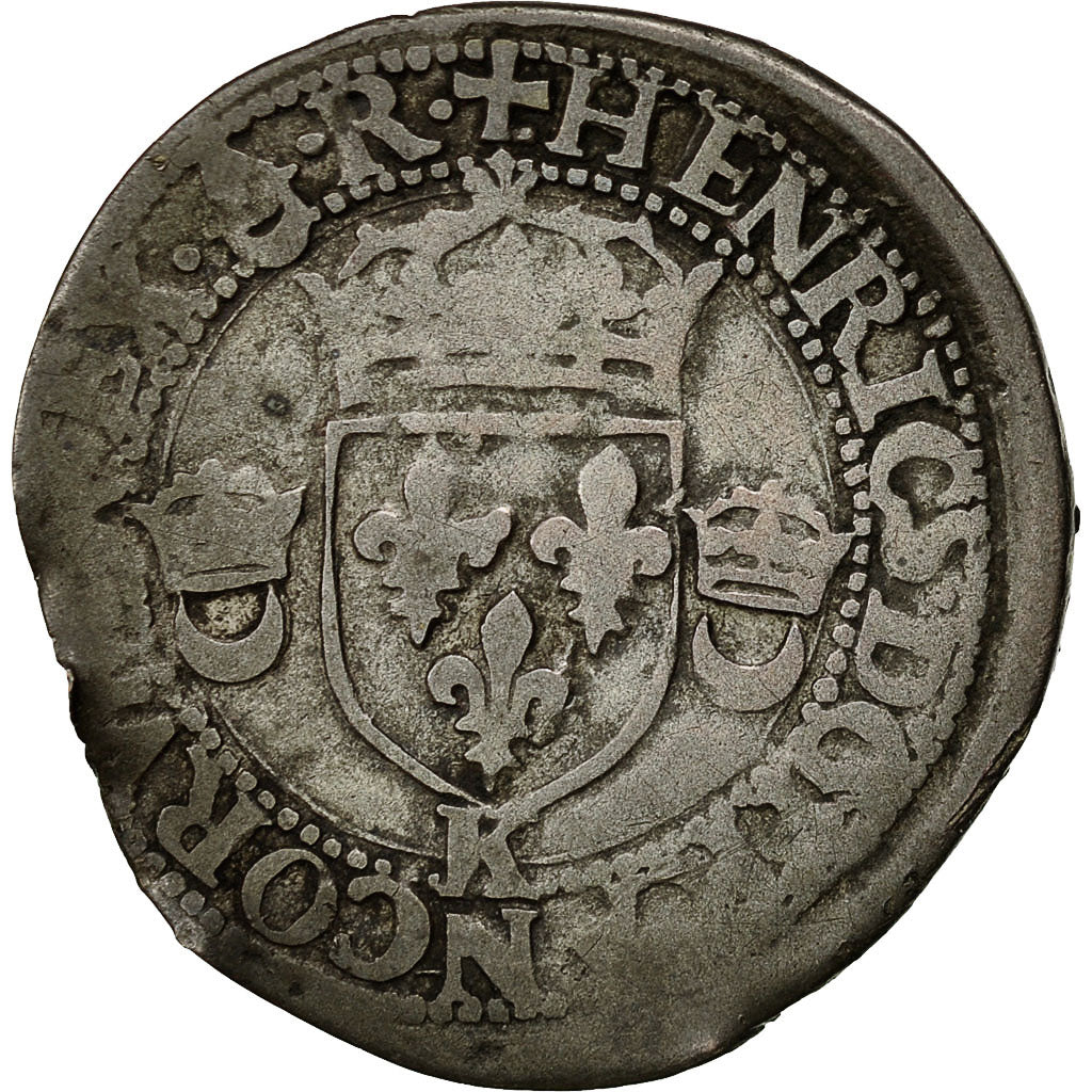 Moneta, Francja, Henri II, Douzain aux croissants, 1551, Bordeaux, EF(40-45)