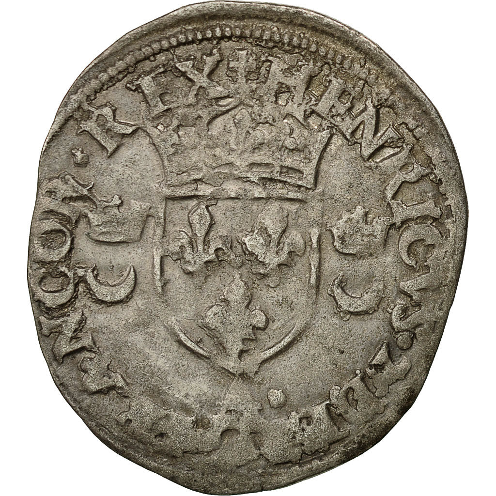Monnaie, France, Henri II, Douzain aux croissants, 1551, Paris, TB+, Billon
