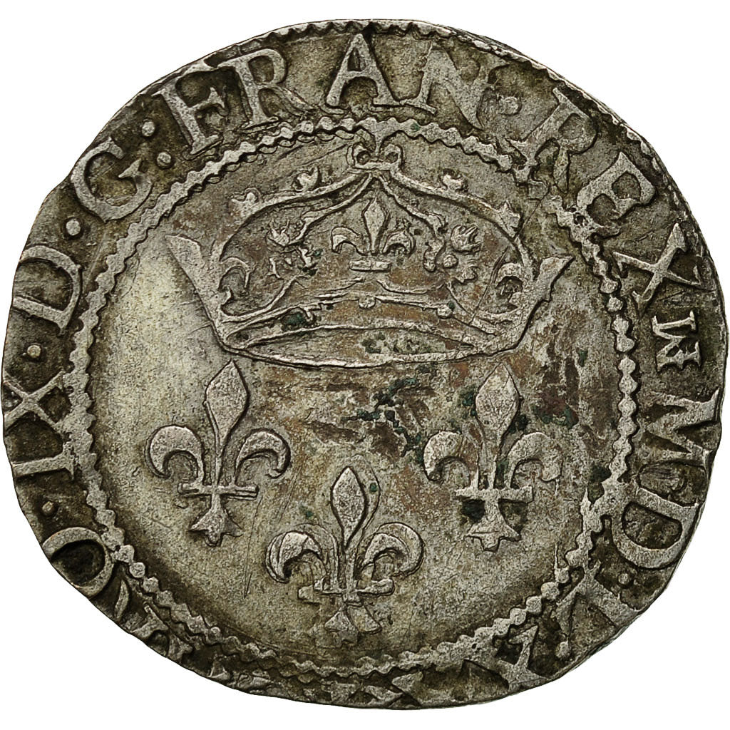 Coin, France, Charles IX, Double Sol Parisis, 1570, Bordeaux, EF(40-45), Silver