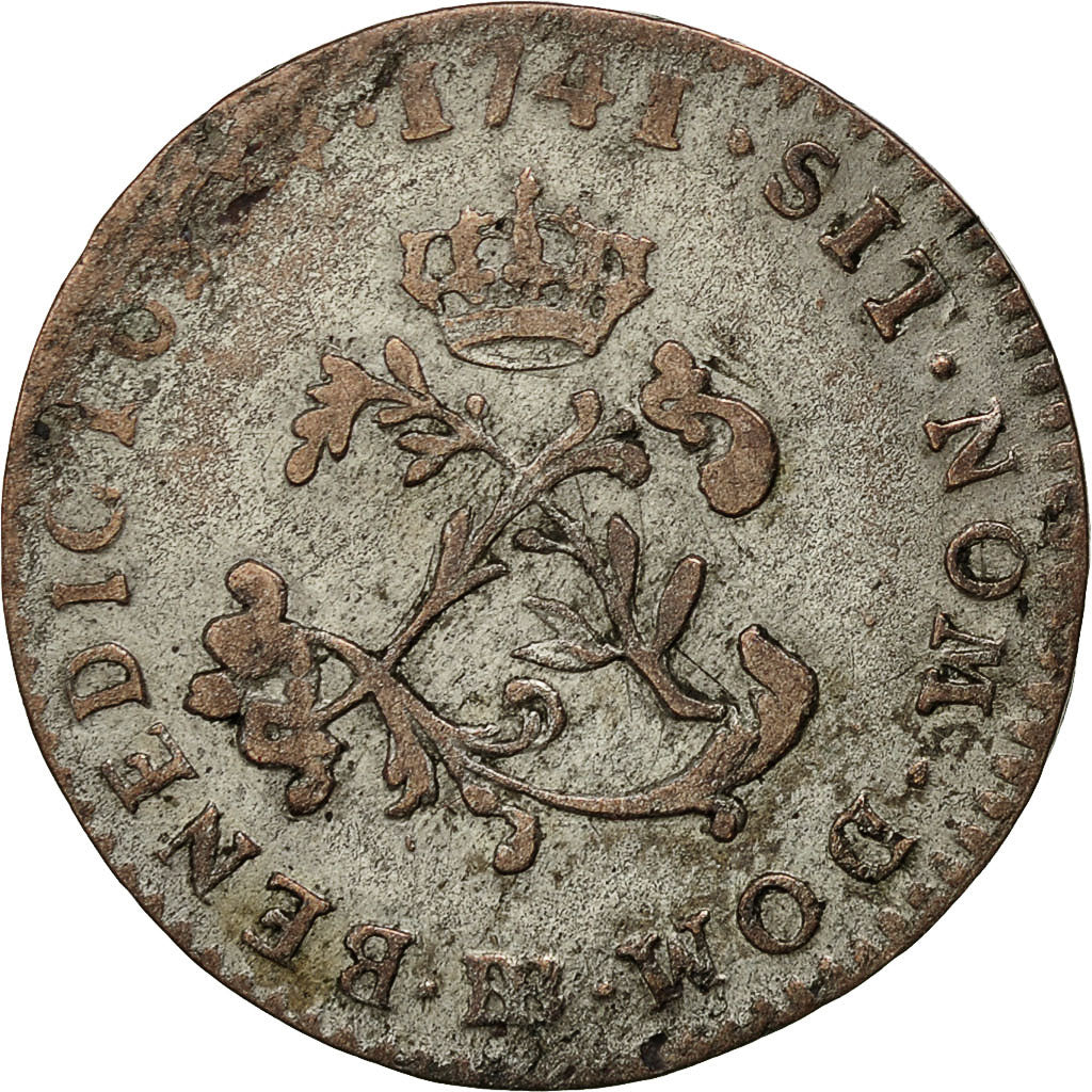 Coin, France, Louis XV, Double sol (2 sous) en billon, 2 Sols, 1741, Strasbourg