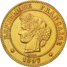 Moneda, Francia, Cérès, 5 Centimes, 1897, Paris, FDC, Bronce, KM:821.1