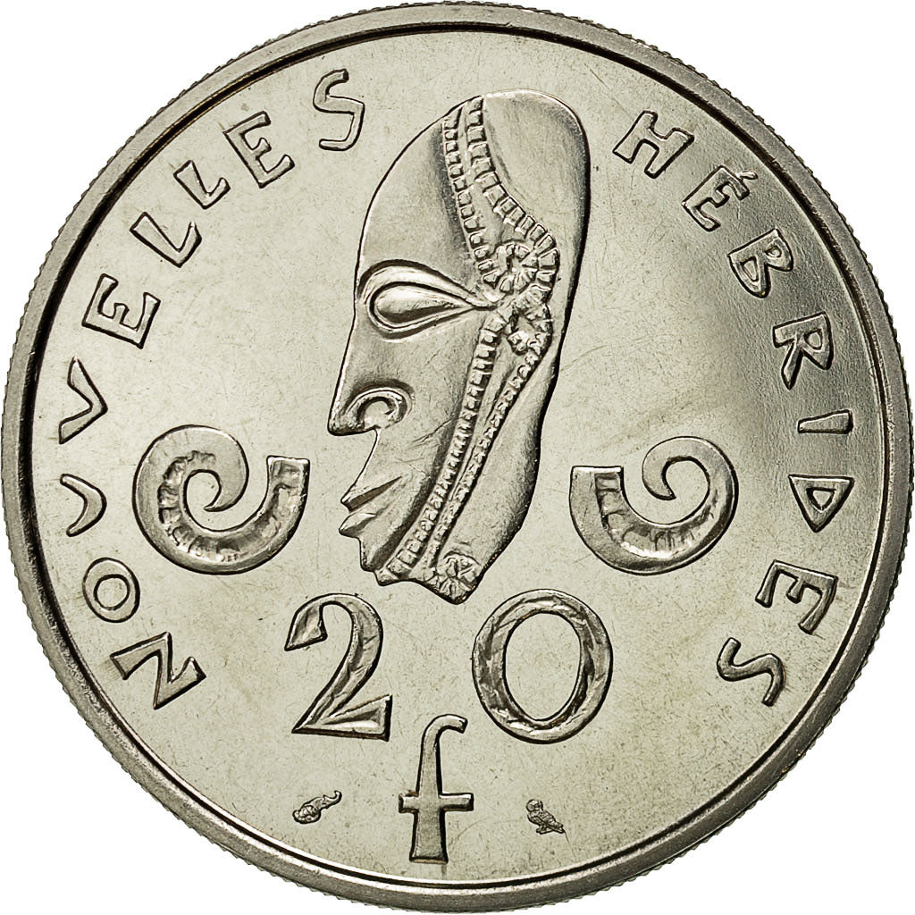 Coin, New Hebrides, 20 Francs, 1967, Paris, MS(65-70), Nickel, KM:E3