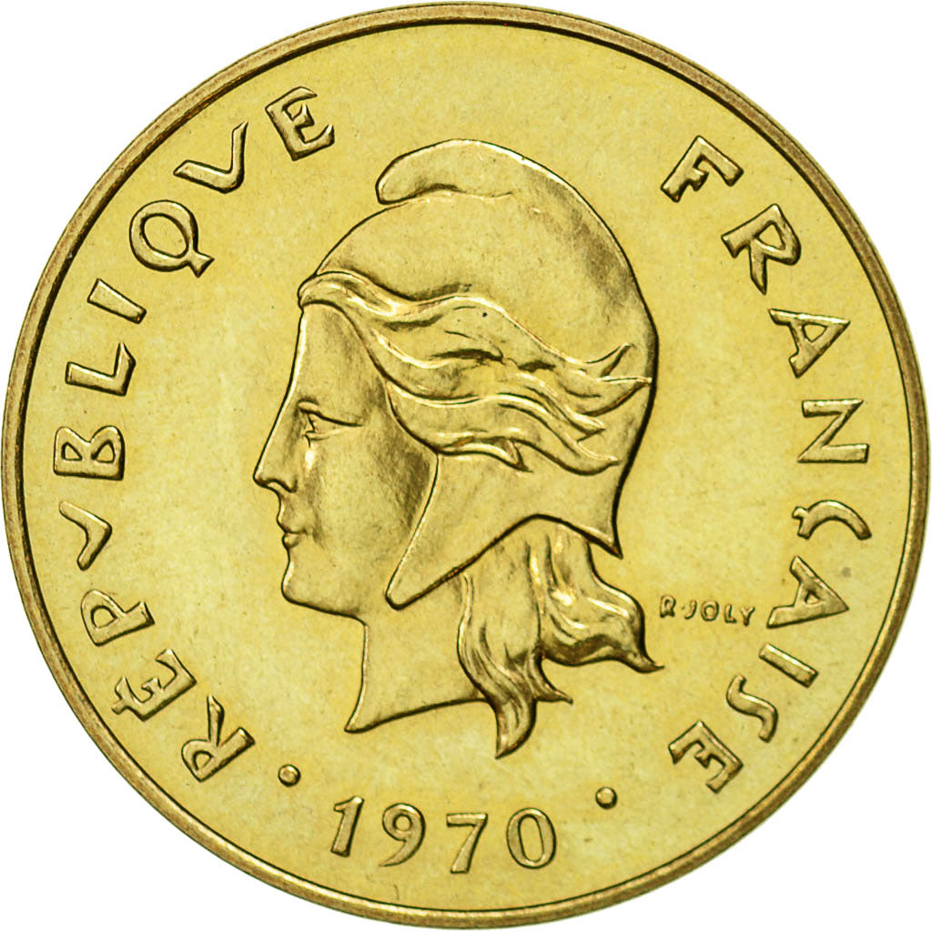 Coin, New Hebrides, 5 Francs, 1970, Paris, MS(65-70), Bronze-Aluminium-Nickel