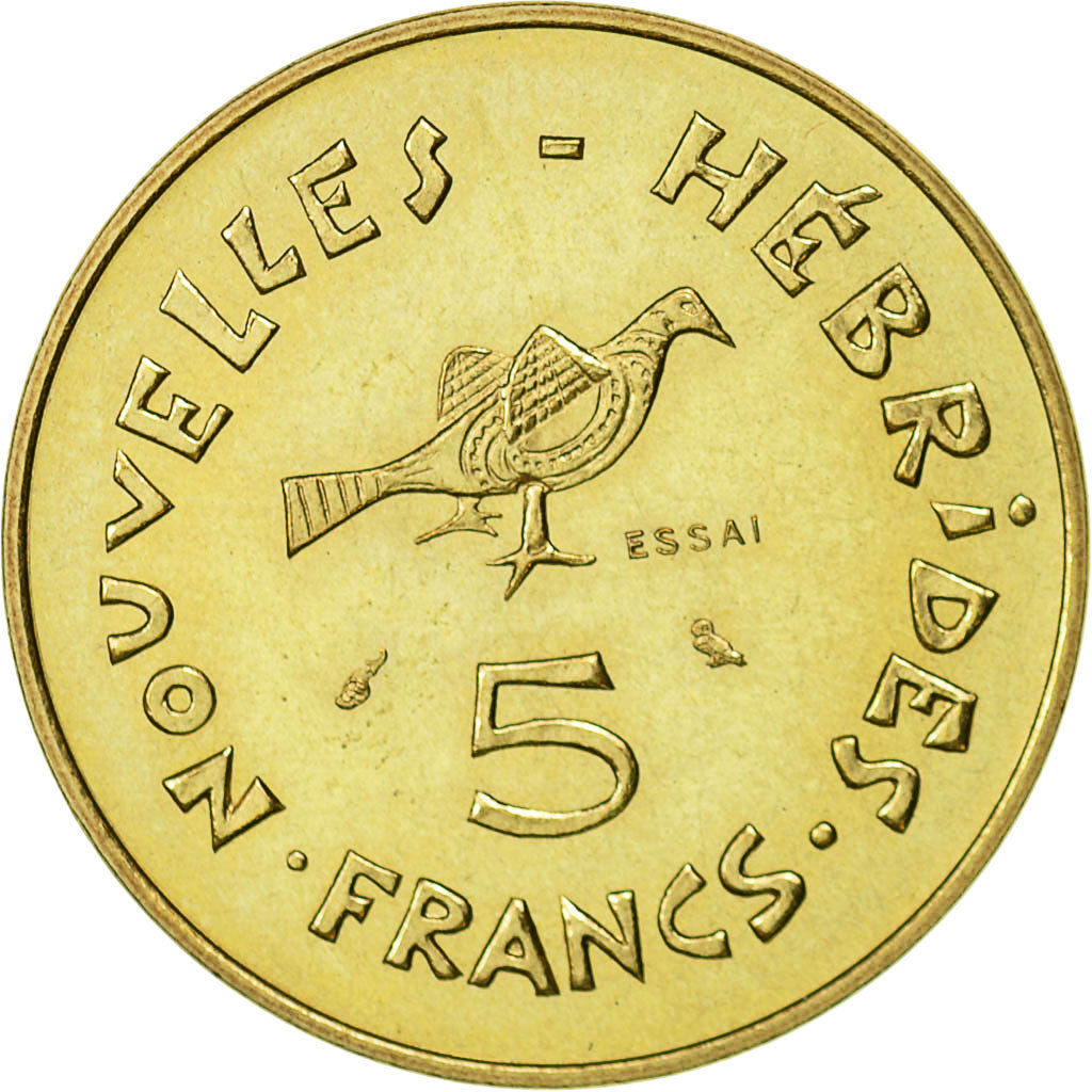 Coin, New Hebrides, 5 Francs, 1970, Paris, MS(65-70), Bronze-Aluminium-Nickel