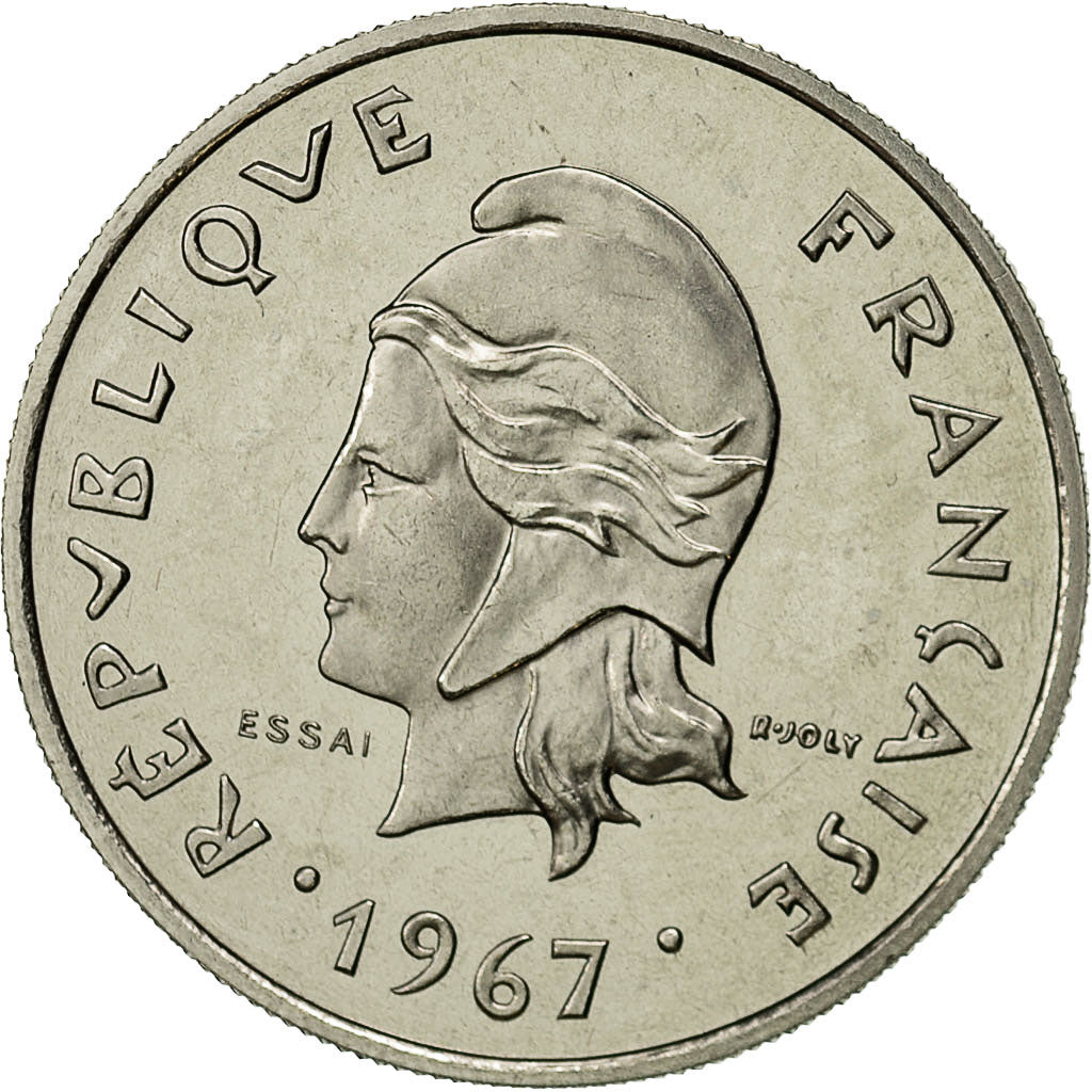 Coin, New Hebrides, 10 Francs, 1967, Paris, MS(65-70), Nickel, KM:E2