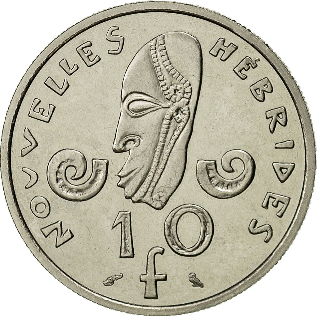 Coin, New Hebrides, 10 Francs, 1967, Paris, MS(65-70), Nickel, KM:E2