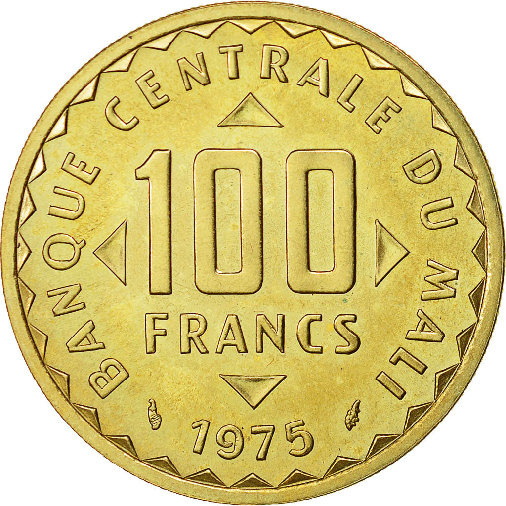 Coin, Mali, 100 Francs, 1975, Paris, MS(65-70), Nickel-brass, KM:E2