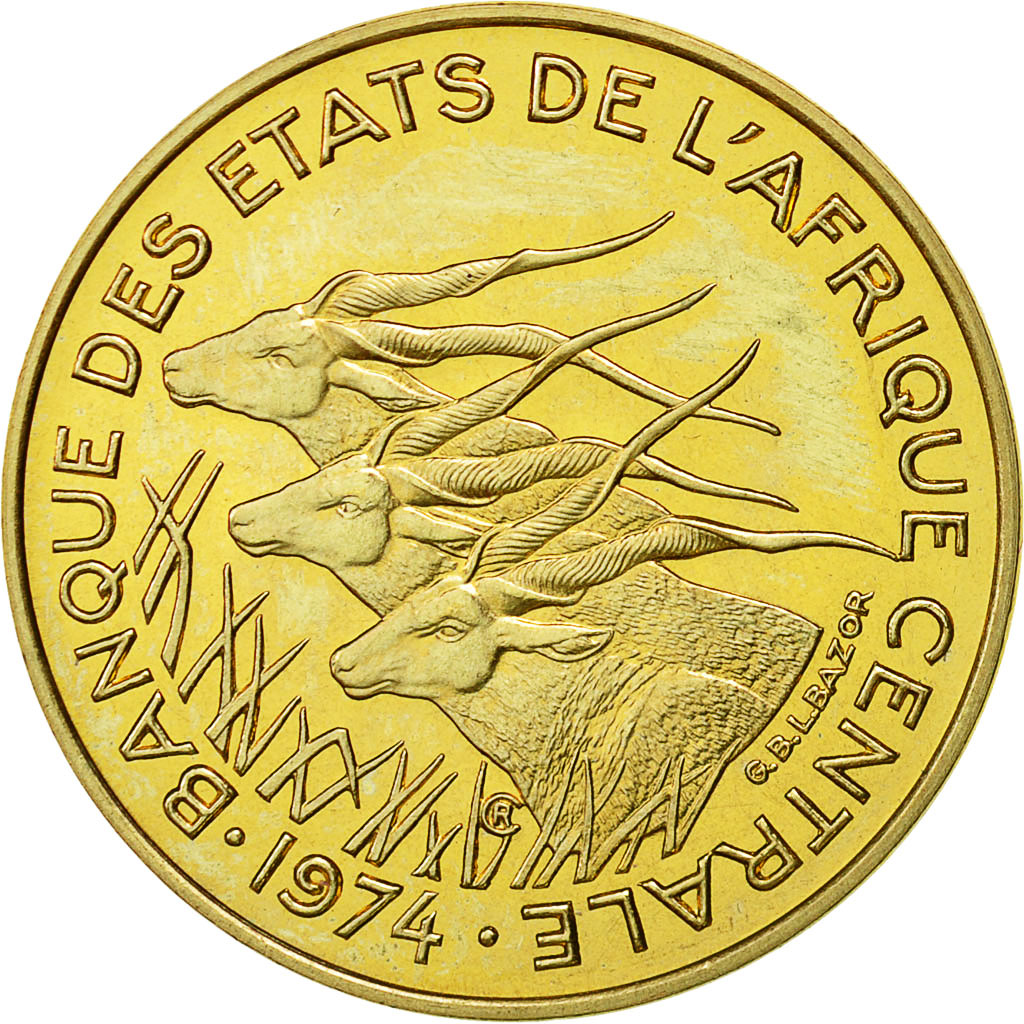 Coin, Central African States, 10 Francs, 1974, Paris, MS(65-70)