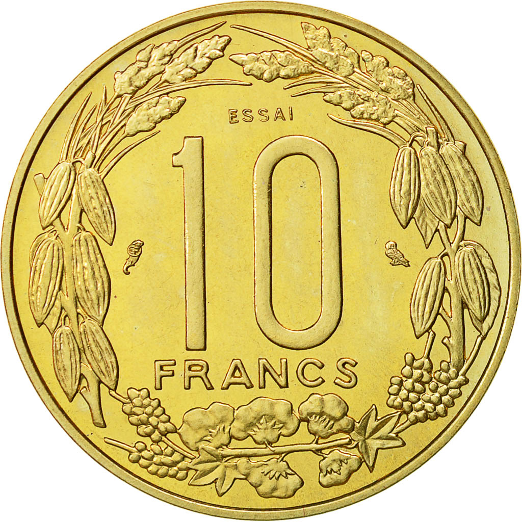 Coin, Central African States, 10 Francs, 1974, Paris, MS(65-70)