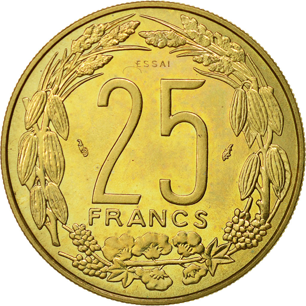 Coin, Central African States, 25 Francs, 1975, Paris, MS(65-70)
