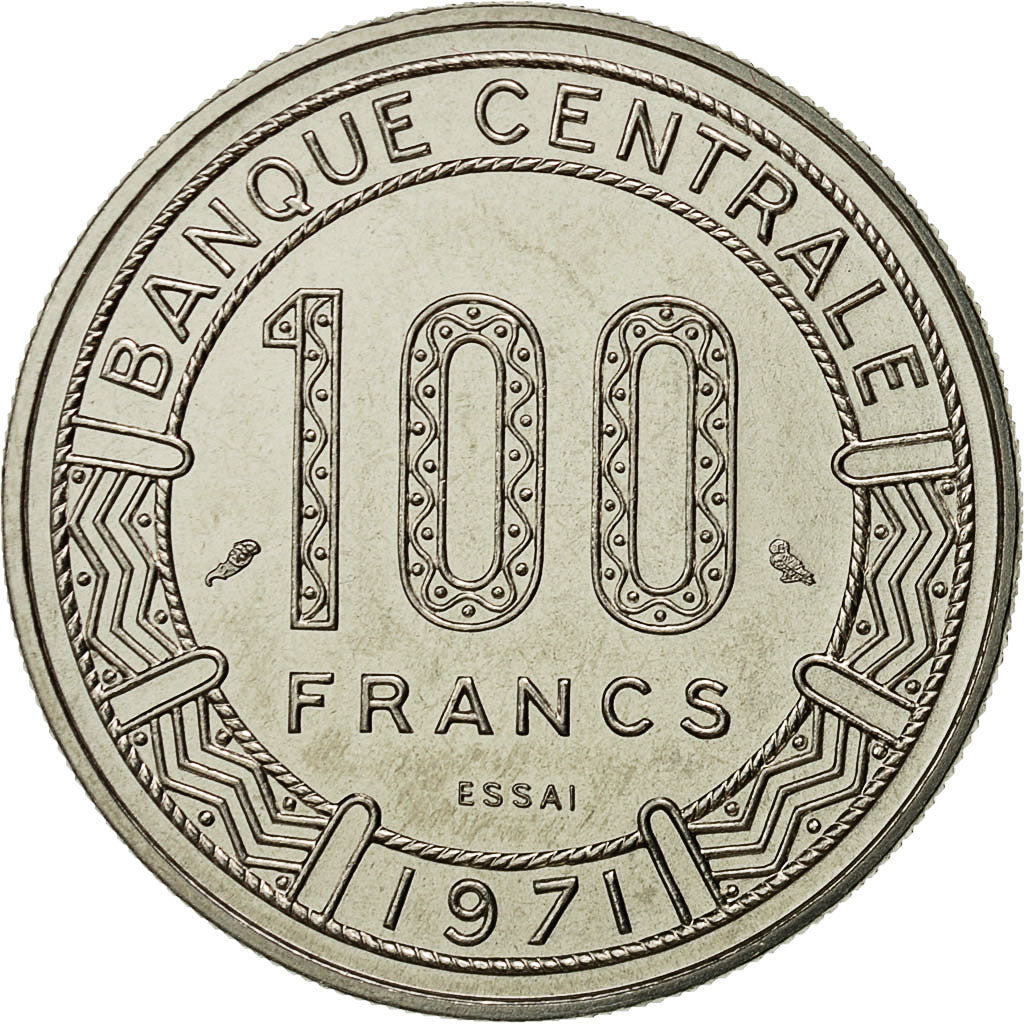 Coin, Central African Republic, 100 Francs, 1971, Paris, MS(65-70), Nickel