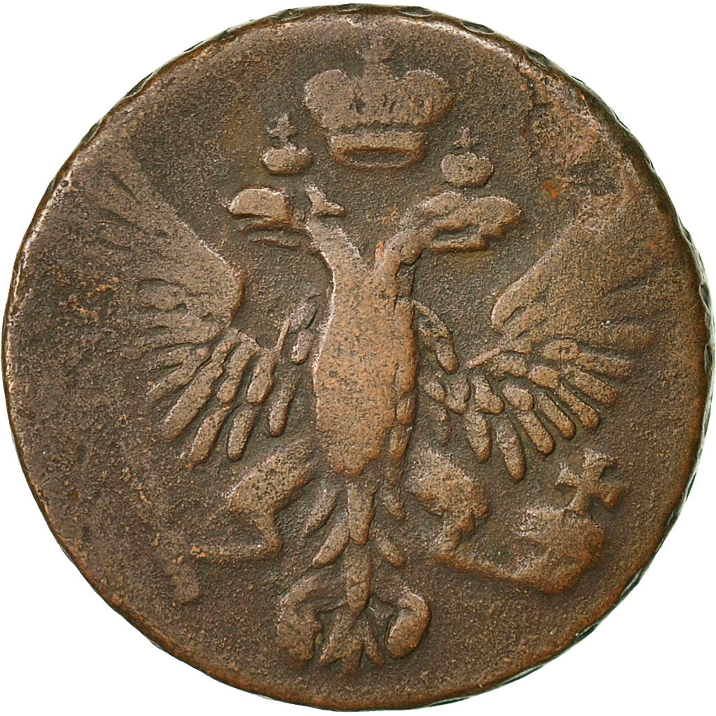 Coin, Russia, Elizabeth, Denga, 1/2 Kopek, 1754, VF(30-35), Copper, KM:188