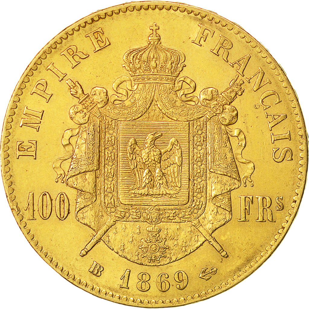 Coin, France, Napoleon III, Napoléon III, 100 Francs, 1869, Strasbourg