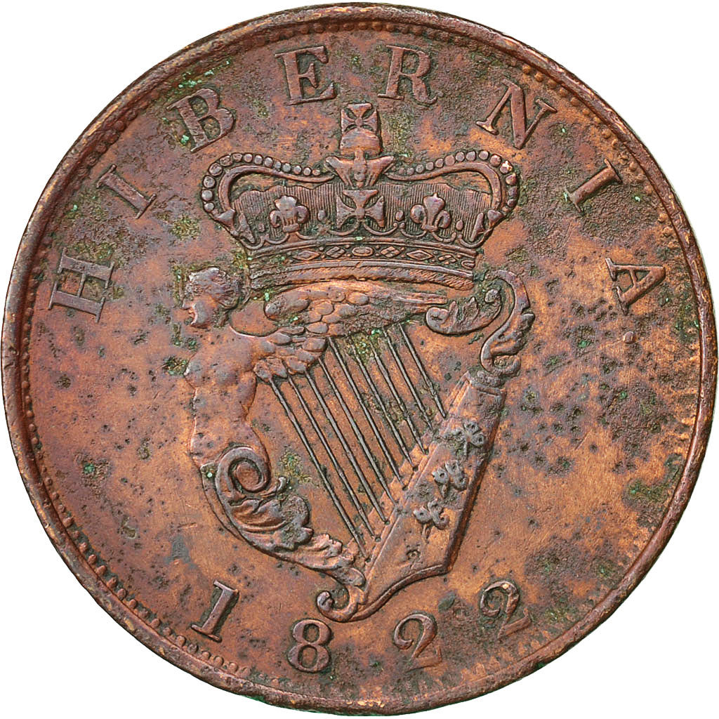 Coin, Ireland, George IV, Penny, 1822, EF(40-45), Copper, KM:151
