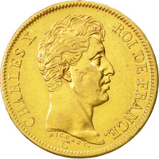 Moneda, Francia, Charles X, 40 Francs, 1824, Paris, MBC+, Oro, KM:721.1