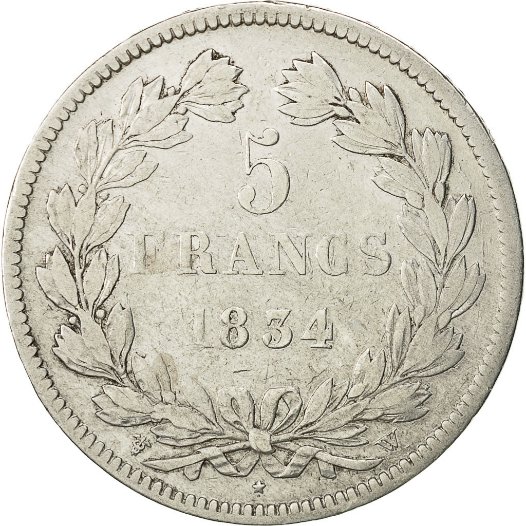 Monnaie, France, Louis-Philippe, 5 Francs, 1834, Lille, TB+, Argent, KM:749.13