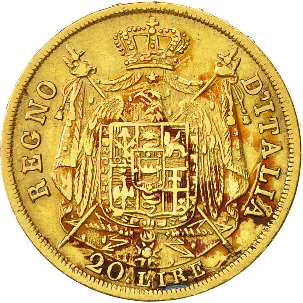 Monnaie, Italie, Royaume de Napoléon Ier, 20 Lire, 1808, Milan, TTB, Or, KM 11