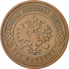 Coin, Russia, Nicholas II, 3 Kopeks, 1908, Saint-Petersburg, VF(20-25), Copper