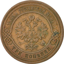 Moneda, Rusia, Nicholas II, 3 Kopeks, 1879, Saint-Petersburg, MBC, Cobre