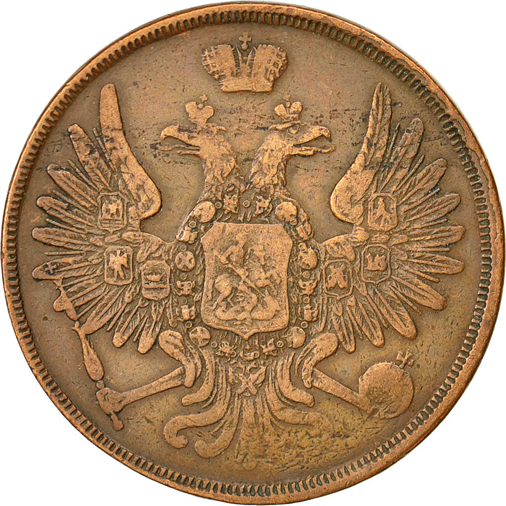 Moneta, Russia, Nicholas I, 3 Kopeks, 1853, Ekaterinbourg, BB+, Rame, KM:151.1
