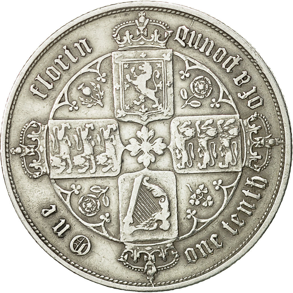 Coin, Great Britain, Victoria, Florin, Two Shillings, 1857, London, AU(50-53)
