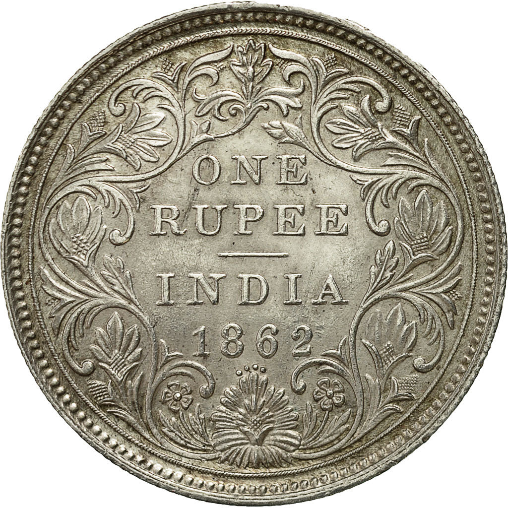 Coin, INDIA-BRITISH, Victoria, Rupee, 1862, Bombay, MS(60-62), Silver, KM:473.1