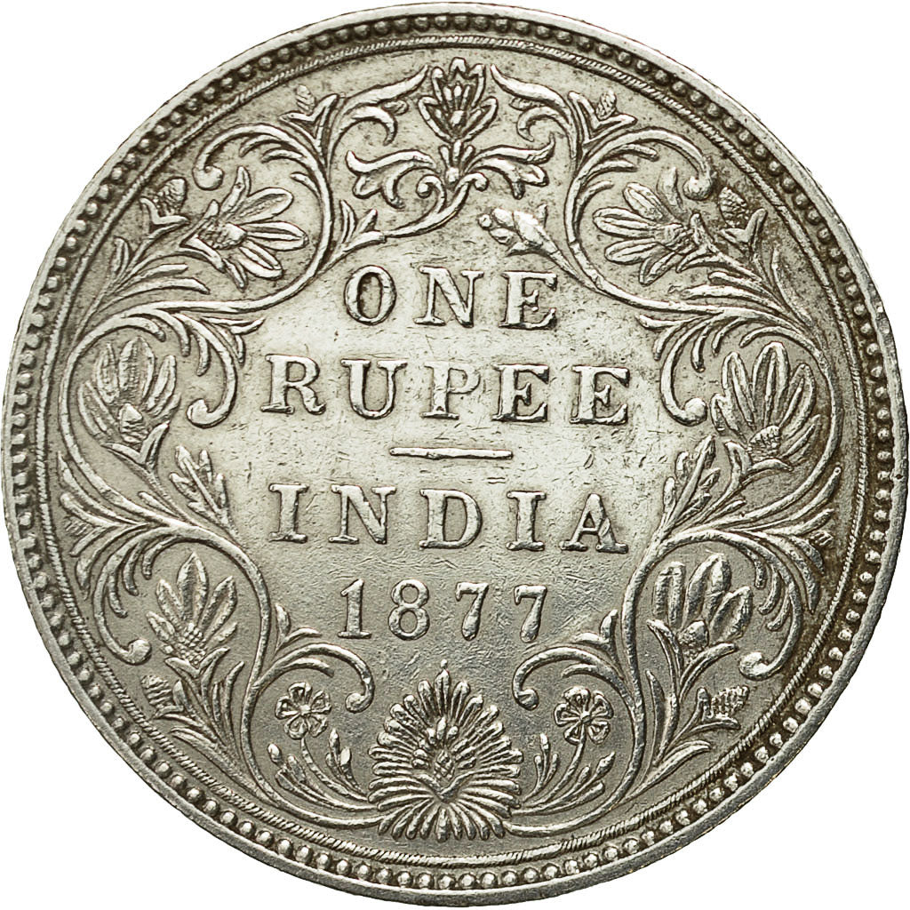 Coin, INDIA-BRITISH, Victoria, Rupee, 1877, Bombay, AU(55-58), Silver, KM:492