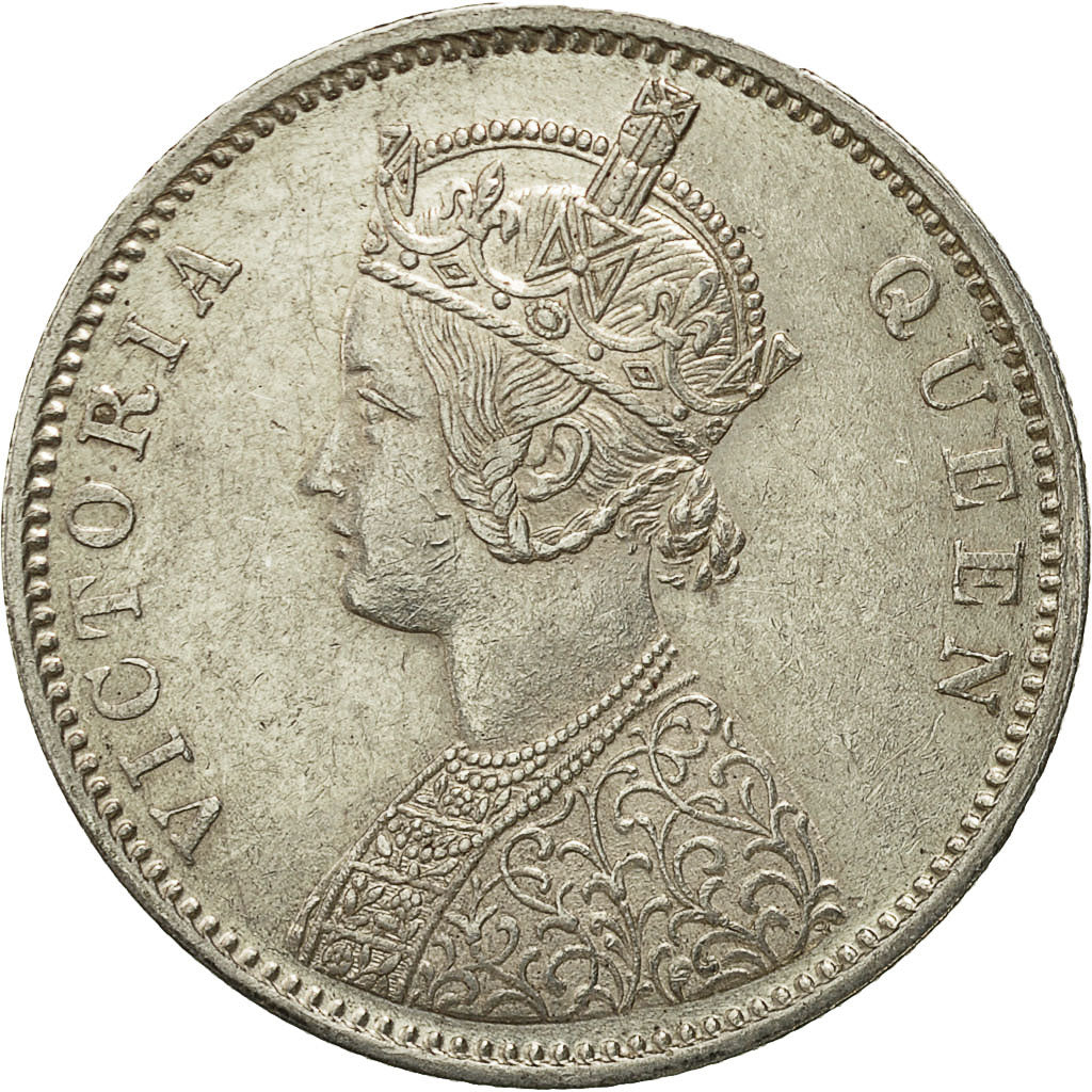 Coin, INDIA-BRITISH, Victoria, Rupee, 1875, Bombay, AU(55-58), Silver, KM:473.2