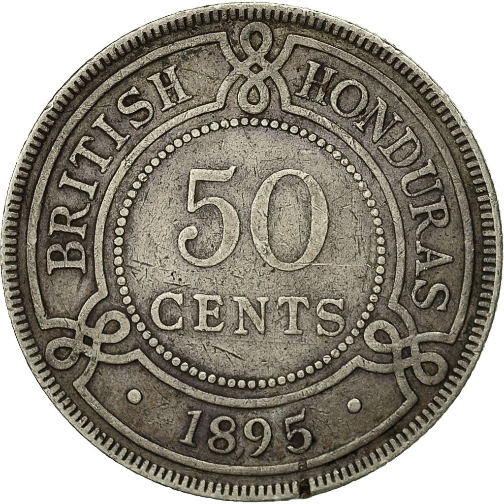 Moneda, Honduras británica, Victoria, 50 Cents, 1895, BC+, Plata, KM:10