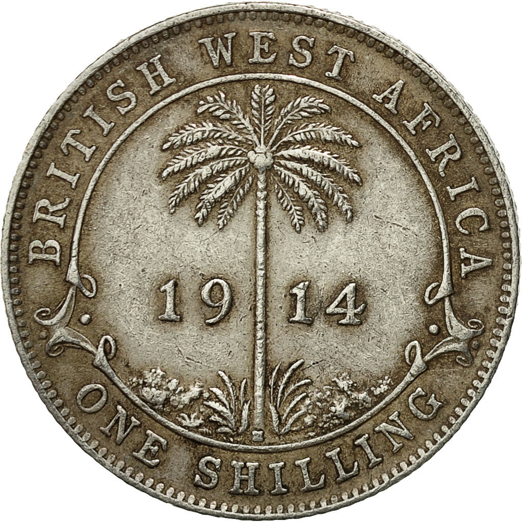 Coin, BRITISH WEST AFRICA, George V, Shilling, 1914, Heaton, EF(40-45), Silver