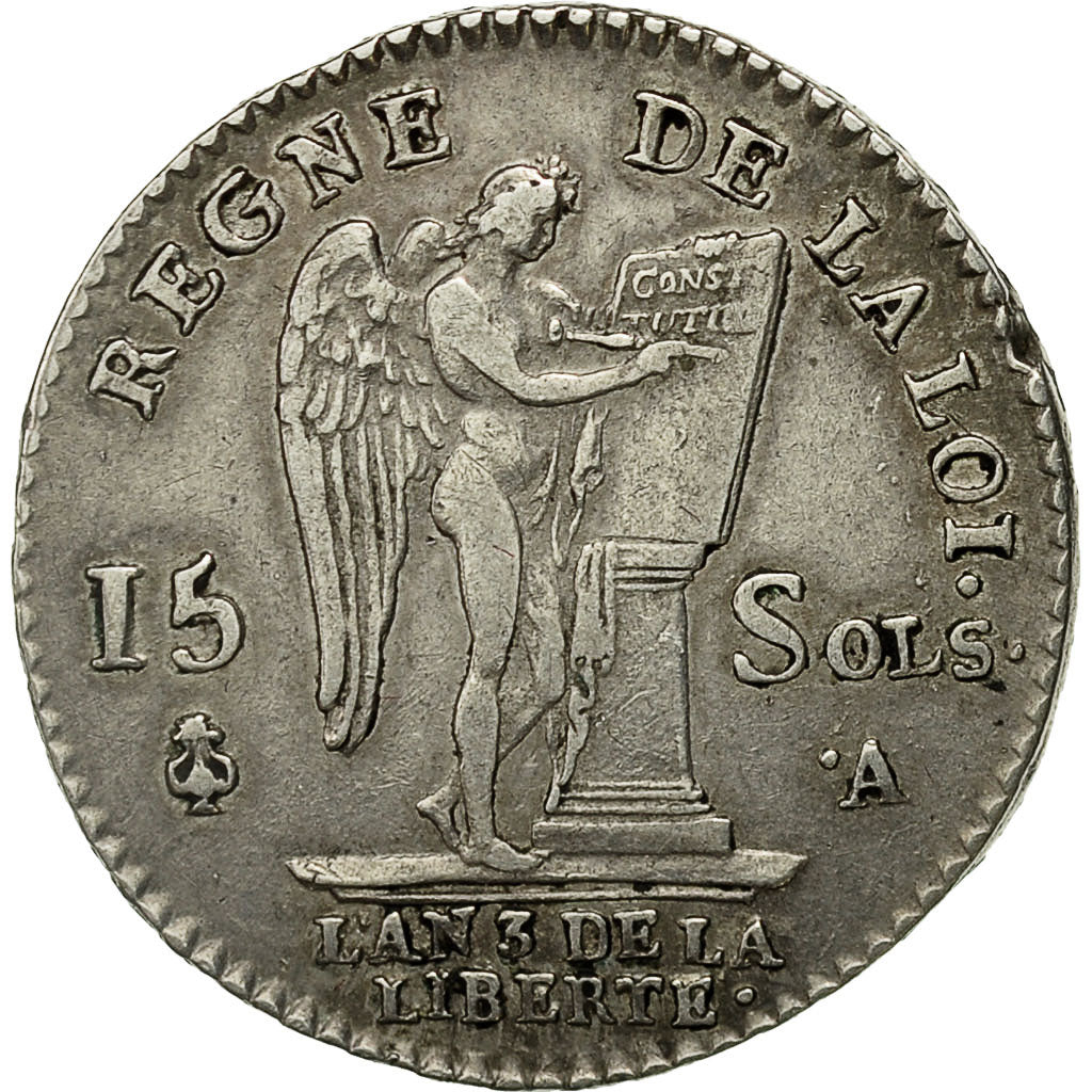 Coin, France, 15 sols françois, 15 Sols, 1/8 ECU, 1791, Paris, AU(50-53)