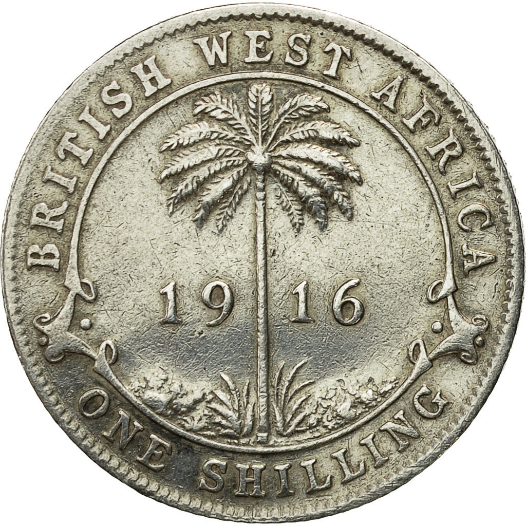 Coin, BRITISH WEST AFRICA, George V, Shilling, 1916, Heaton, VF(30-35), Silver