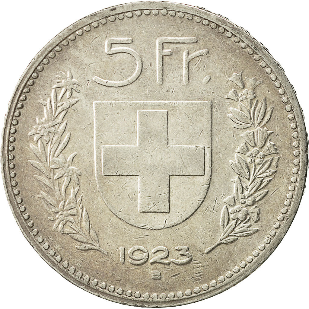 Coin, Switzerland, 5 Francs, 1923, Bern, EF(40-45), Silver, KM:37