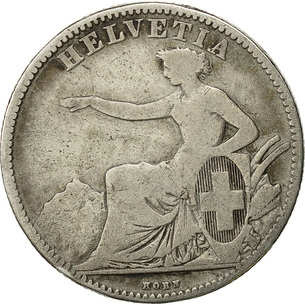 Coin, Switzerland, 2 Francs, 1860, Bern, VF(30-35), Silver, KM:10a