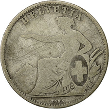 Coin, Switzerland, 2 Francs, 1862, Bern, VF(20-25), Silver, KM:10a