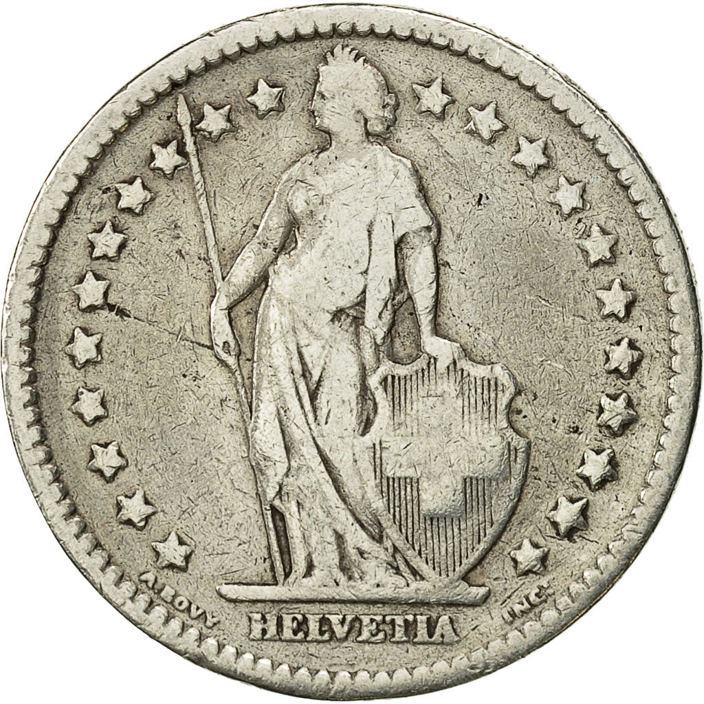 Coin, Switzerland, 2 Francs, 1878, Bern, VF(20-25), Silver, KM 21