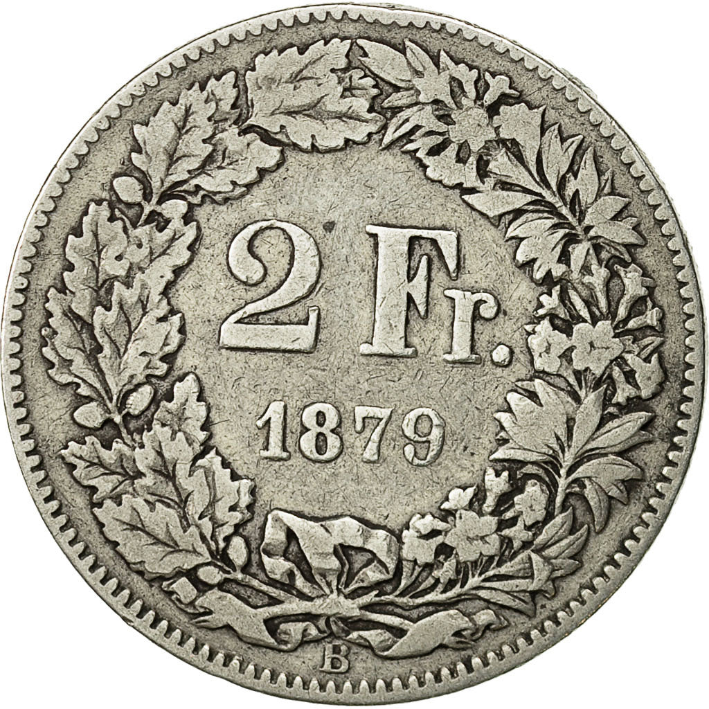 Coin, Switzerland, 2 Francs, 1879, Bern, VF(20-25), Silver, KM:21