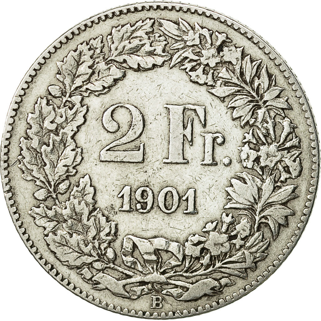 Münze, Schweiz, 2 Francs, 1901, Bern, SS, Silber, KM:21