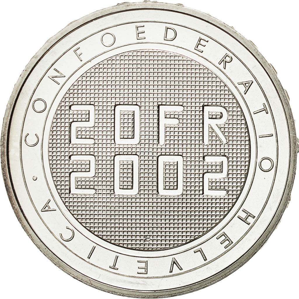 Coin, Switzerland, 20 Francs, 2002, Bern, MS(64), Silver, KM:101