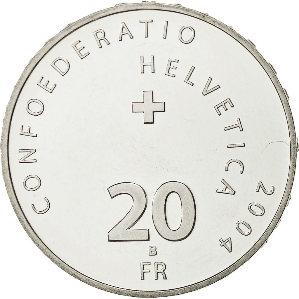 Coin, Switzerland, 20 Francs, Chillon Castle, 2004, Bern, MS(64), Silver, KM 109
