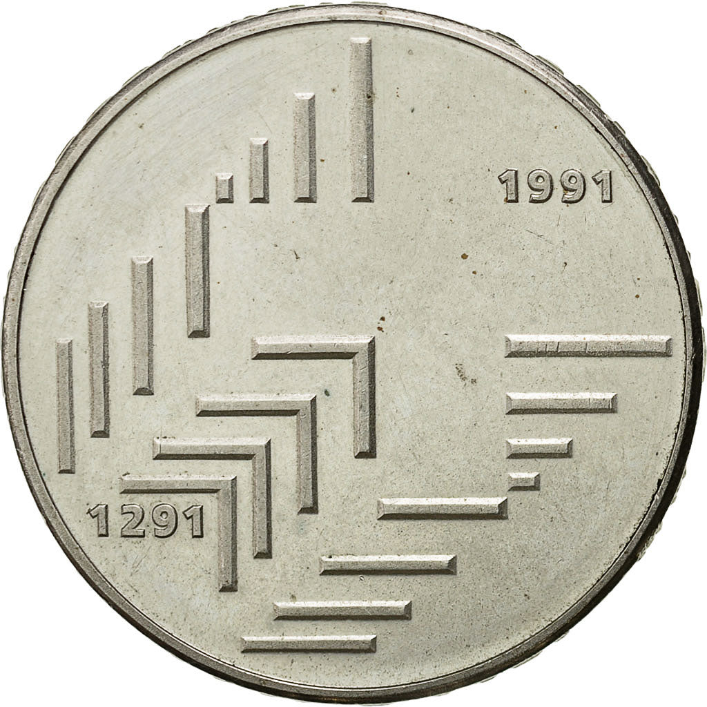Coin, Switzerland, 20 Francs, 1991, Bern, MS(60-62), Silver, KM:70