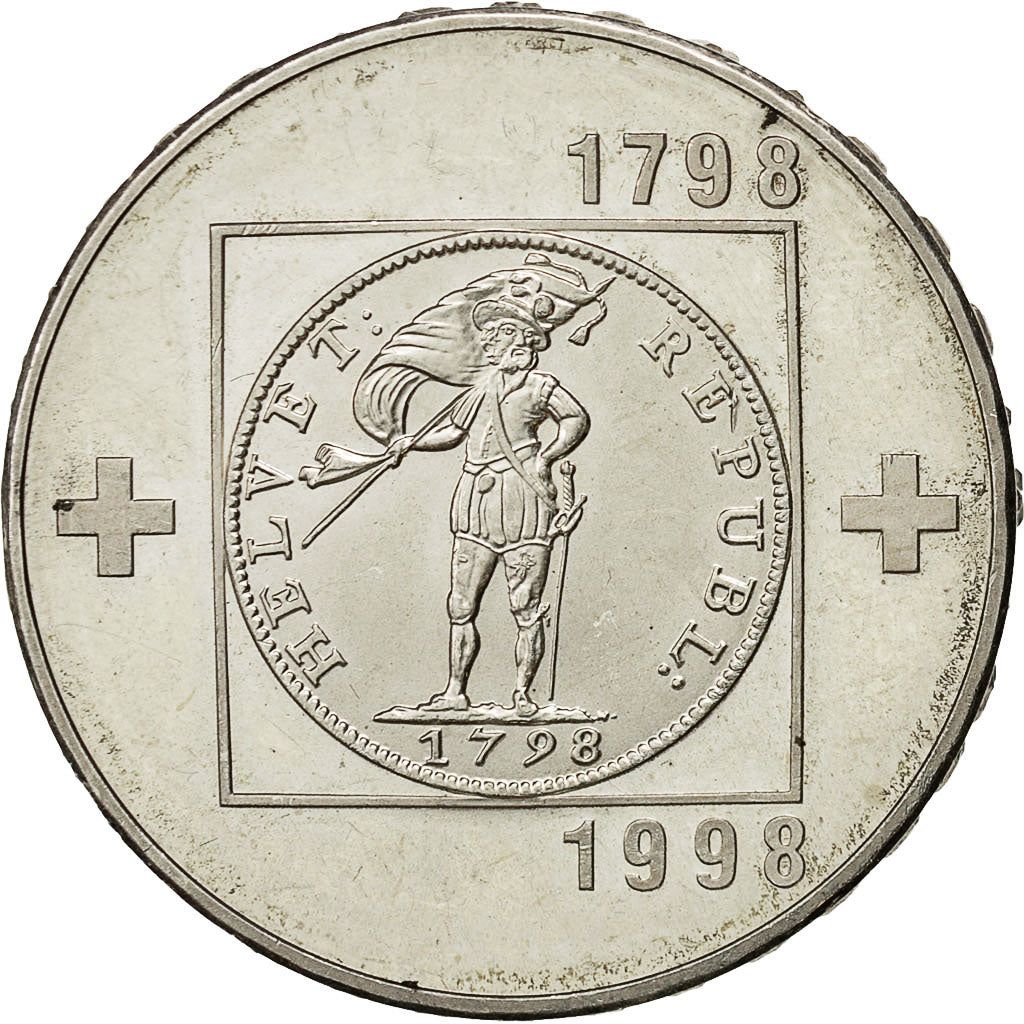 Coin, Switzerland, 20 Francs, 1998, Bern, MS(60-62), Silver, KM:80