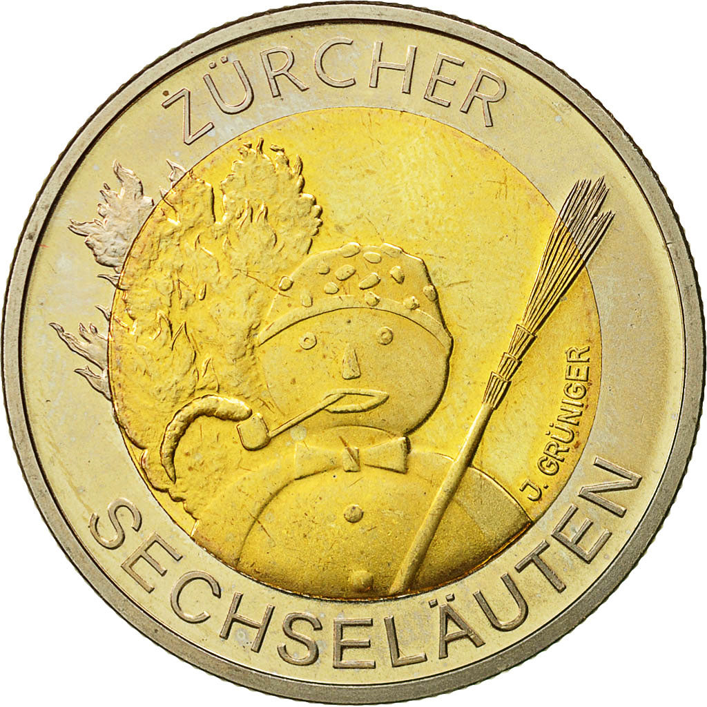 Coin, Switzerland, 5 Francs, 2001, Bern, MS(60-62), Bi-Metallic, KM:92