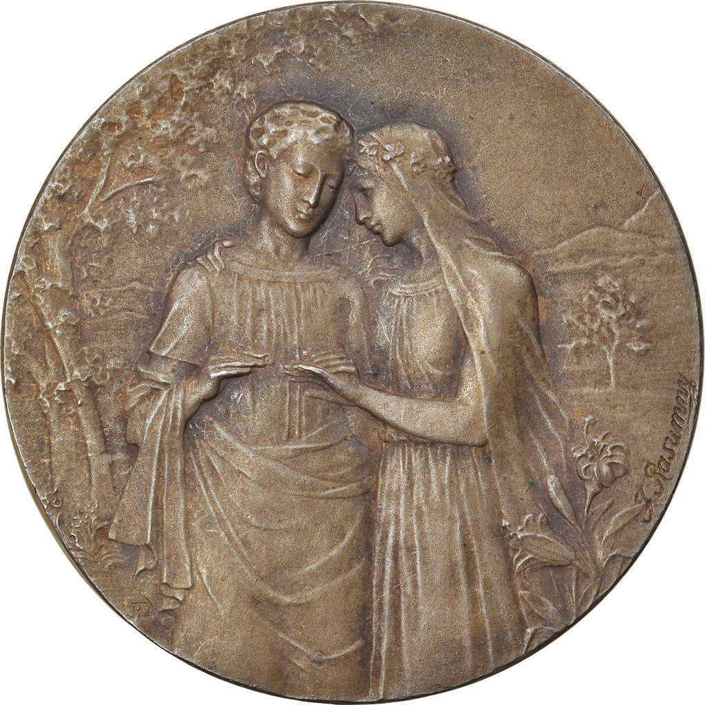 France, Médaille, Noces, Mariage, Religion, 1907, Rasumny, SUP, Argent
