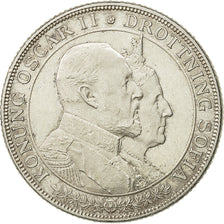 Coin, Sweden, Oscar II, 2 Kronor, 1907, MS(60-62), Silver, KM:776