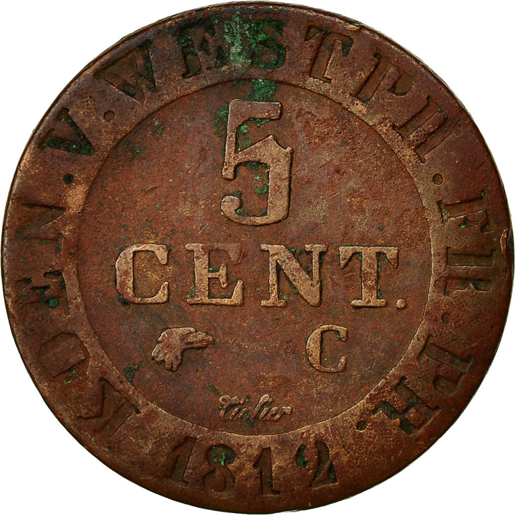 Coin, German States, WESTPHALIA, Jerome, 5 Centimes, 1812, EF(40-45), Copper
