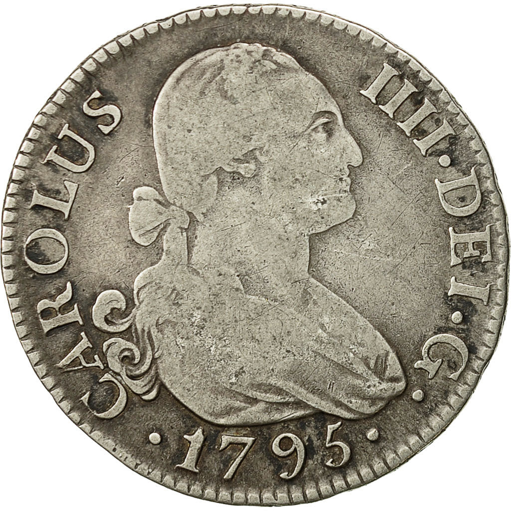 Coin, Spain, Charles IV, 2 Reales, 1795, Madrid, VF(30-35), Silver, KM:430.1