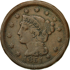 Coin, United States, Braided Hair Cent, Cent, 1851, U.S. Mint, Philadelphia